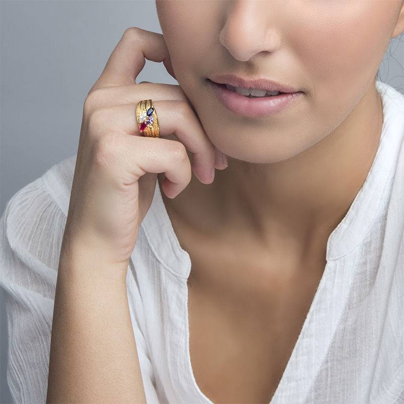 Gold Plated Mothers Ring with Birthstones product photo