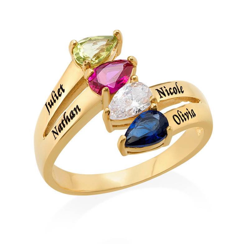 Gold Plated Mothers Ring with Four Birthstones-3 product photo