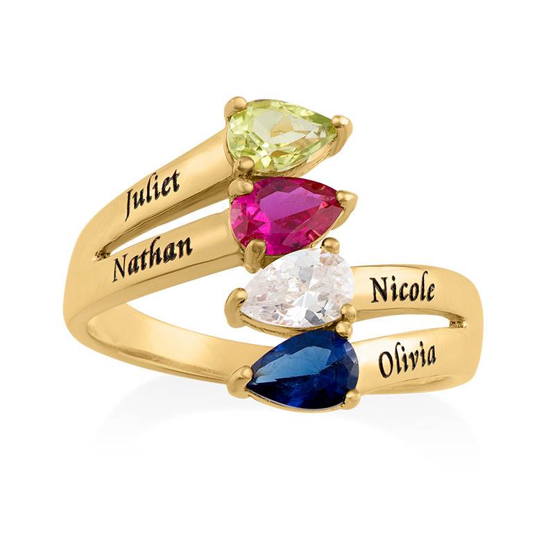 Gold Plated Mothers Ring with Four Birthstones product photo