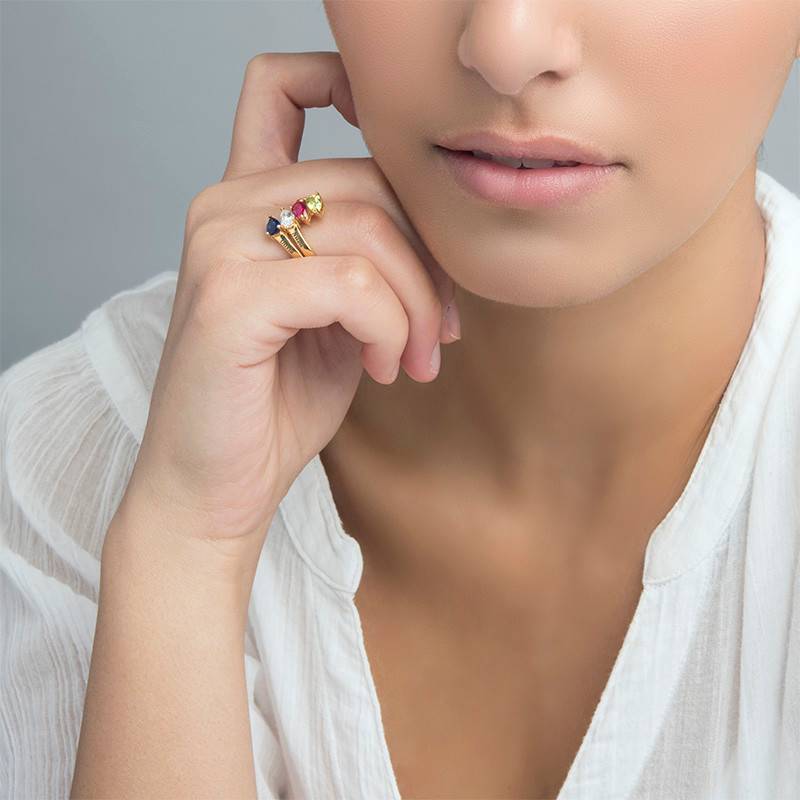 Gold Plated Mothers Ring with Four Birthstones-4 product photo