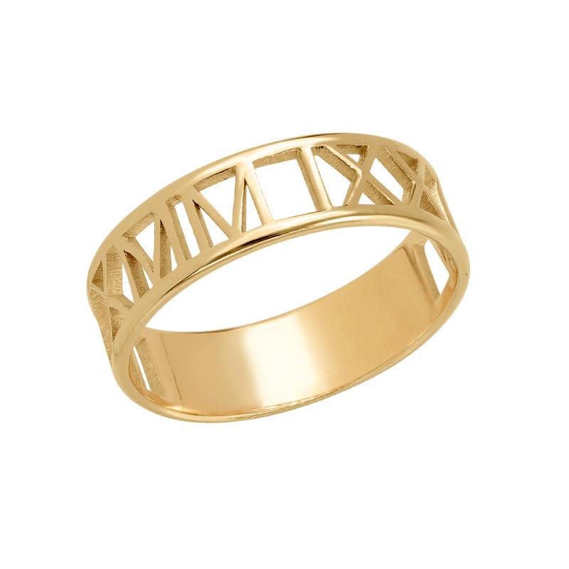 18k Goud Vergulde Romeins Cijfer Ring voor Dames Productfoto