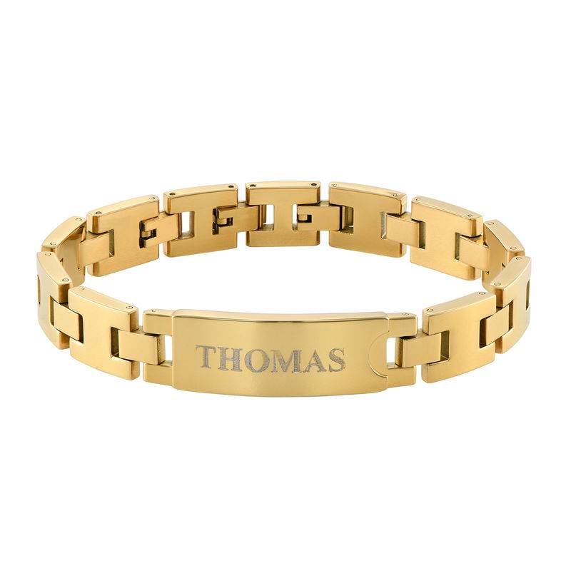 Men's Bracelet with Engraving in 18ct Gold Plated Stainless Steel product photo