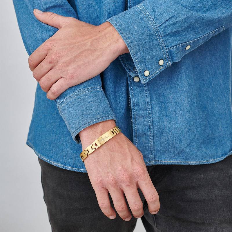 Men's Bracelet with Engraving in 18ct Gold Plated Stainless Steel-1 product photo