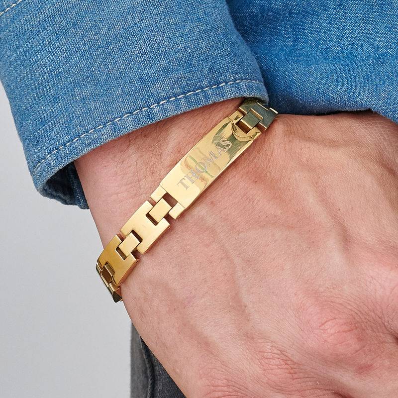 Men's Bracelet with Engraving in 18ct Gold Plated Stainless Steel-4 product photo