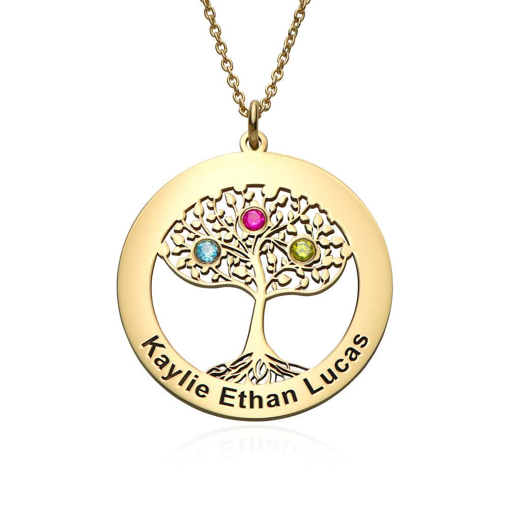 Gold Plated Tree of Life Necklace with Birthstones-3 product photo