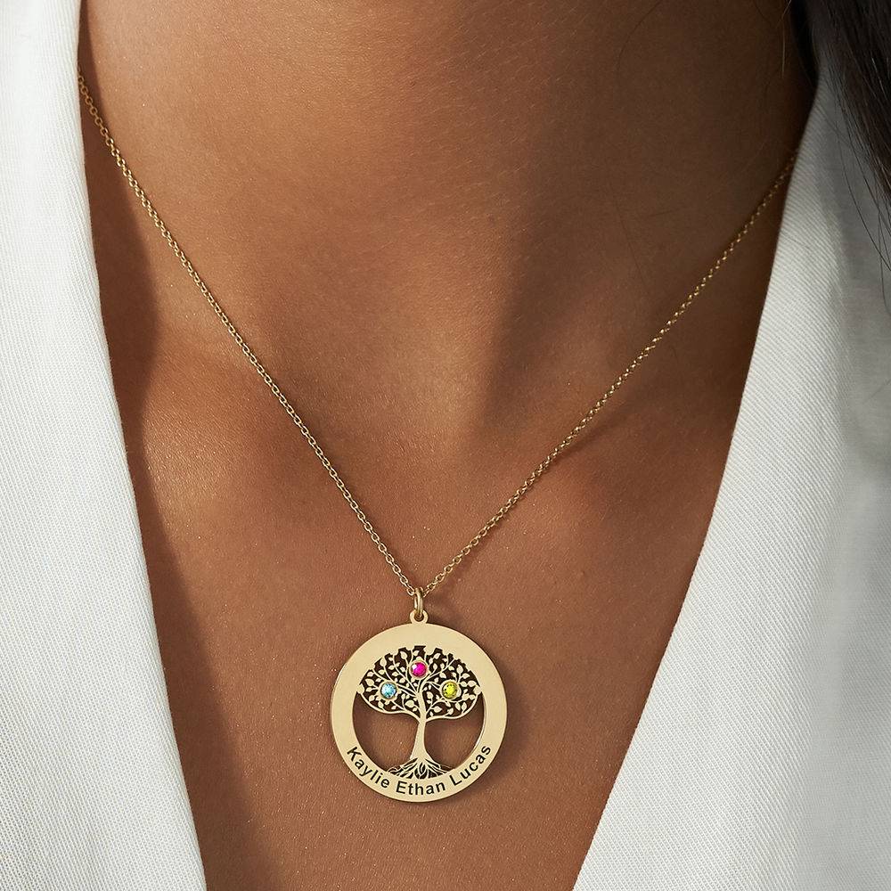 Tree of Life Necklace with Birthstones in 18ct Gold Plating-5 product photo