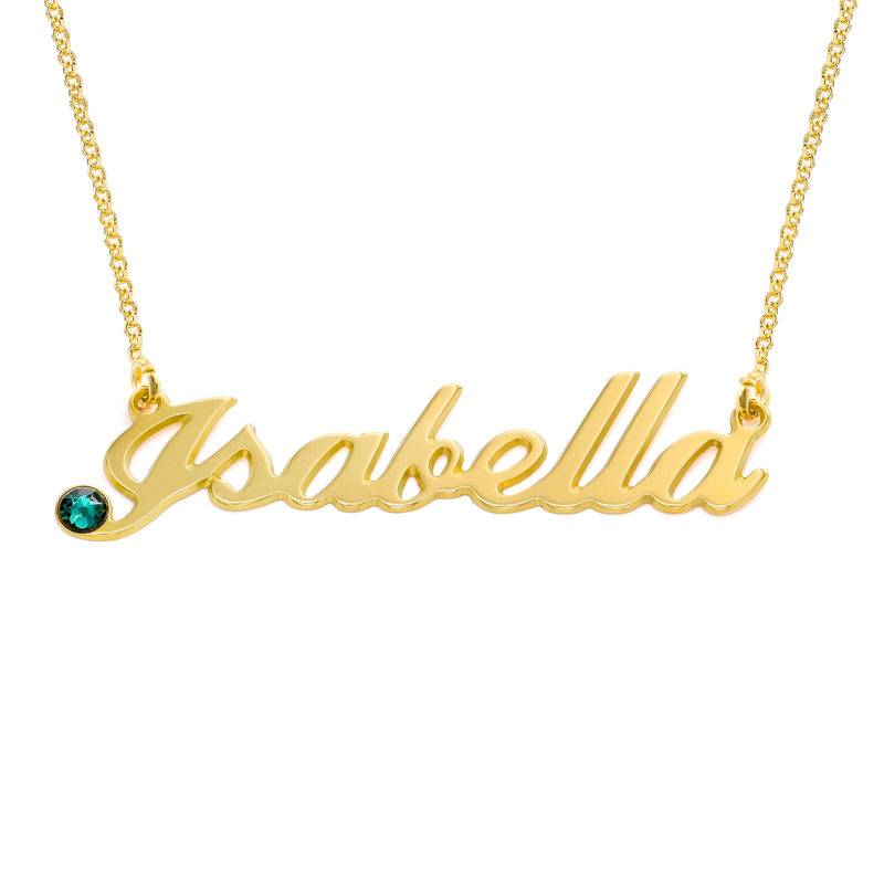 Gold Vermeil Birthstone Crystal Name Necklace-1 product photo