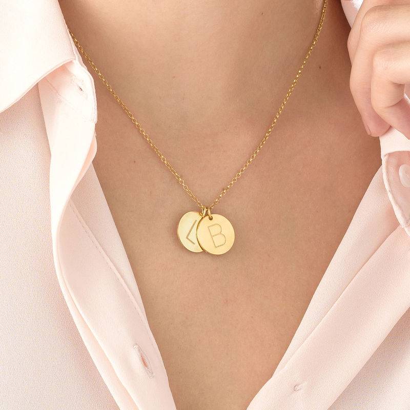 Initial Disk Necklace in Gold Vermeil-4 product photo