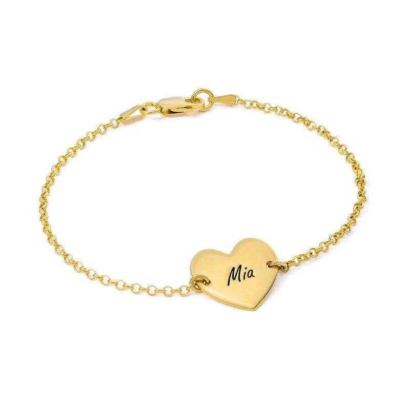 Gold Vermeil Engraved Heart Couples Bracelet-1 product photo