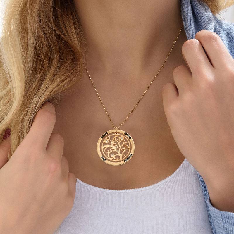 Collana Albero della Vita con Pietre Portafortuna e Diamanti in Oro Vermeil-3 foto del prodotto