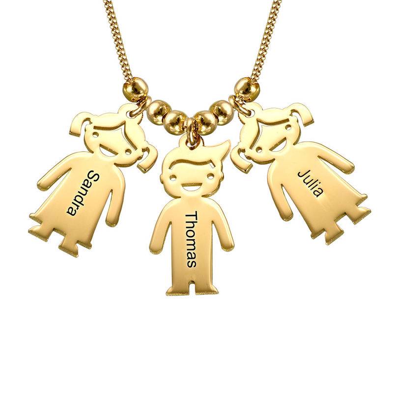 Mors halskæde med graverede børne-charms i guld vermeil-1 produkt billede