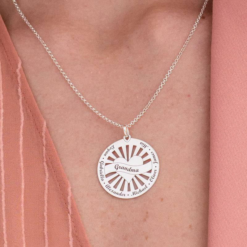 Grandma Circle Pendant Necklace with Engraving in Sterling Silver-5 product photo