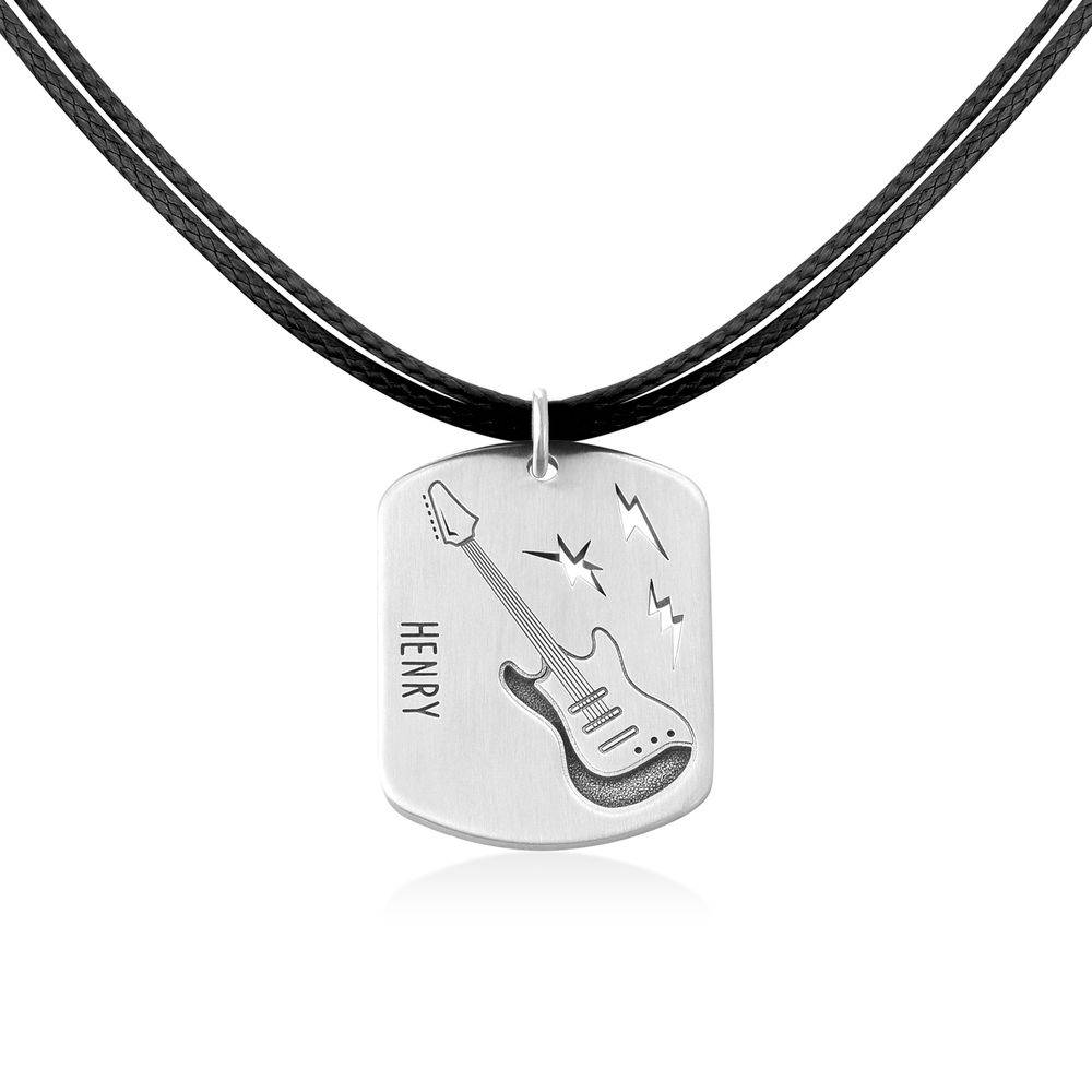 Custom Guitar Dog Tag Necklace in Sterling Silver product photo