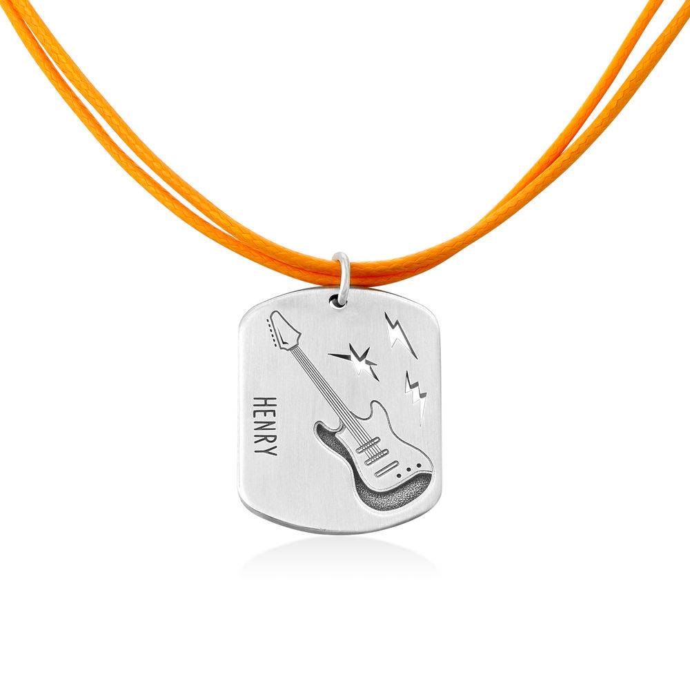 Gitarre Dog Tag Halskette für Kinder - 925er Sterlingsilber-2 Produktfoto