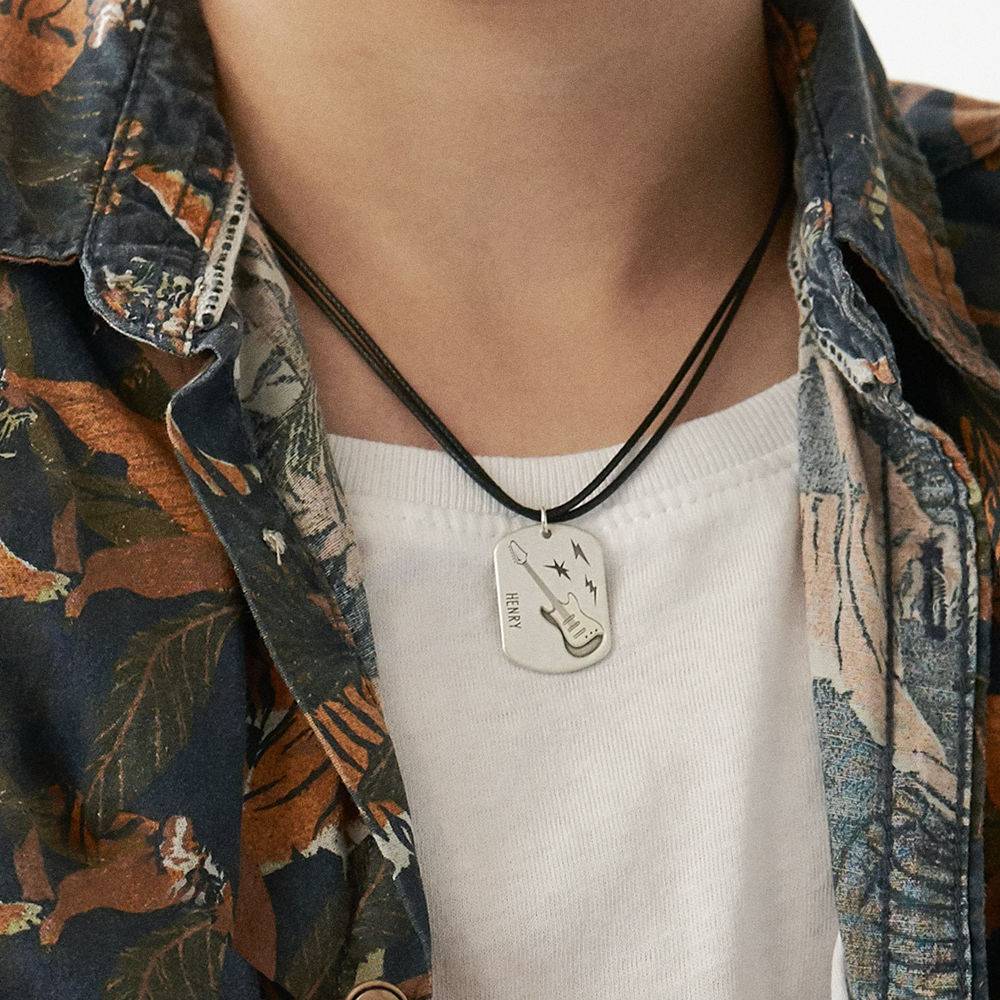 Custom Guitar Dog Tag Necklace in Sterling Silver-1 product photo