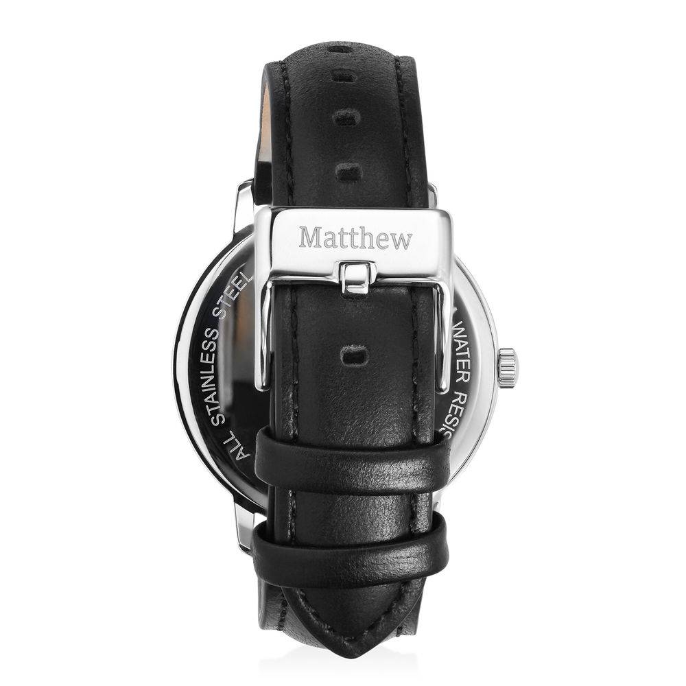 Hampton Minimalist Montre pour hommes avec bracelet en cuir noir et cadran noir photo du produit