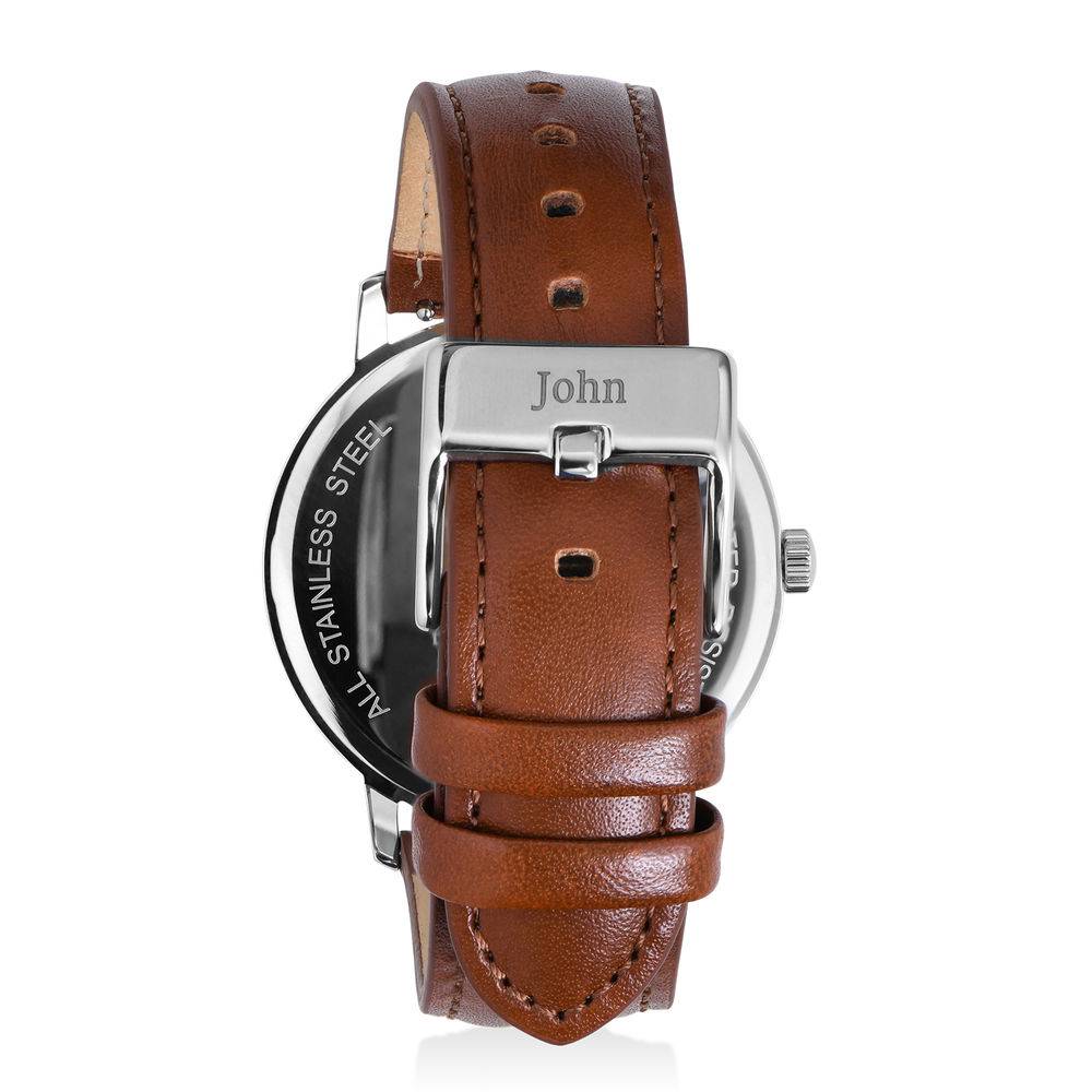 Hampton Minimalist Brown Leather Band Watch for Men with Blue Dial-3 product photo
