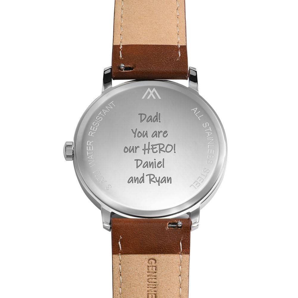 Hampton Minimalist Brown Leather Band Watch for Men with Blue Dial-6 product photo