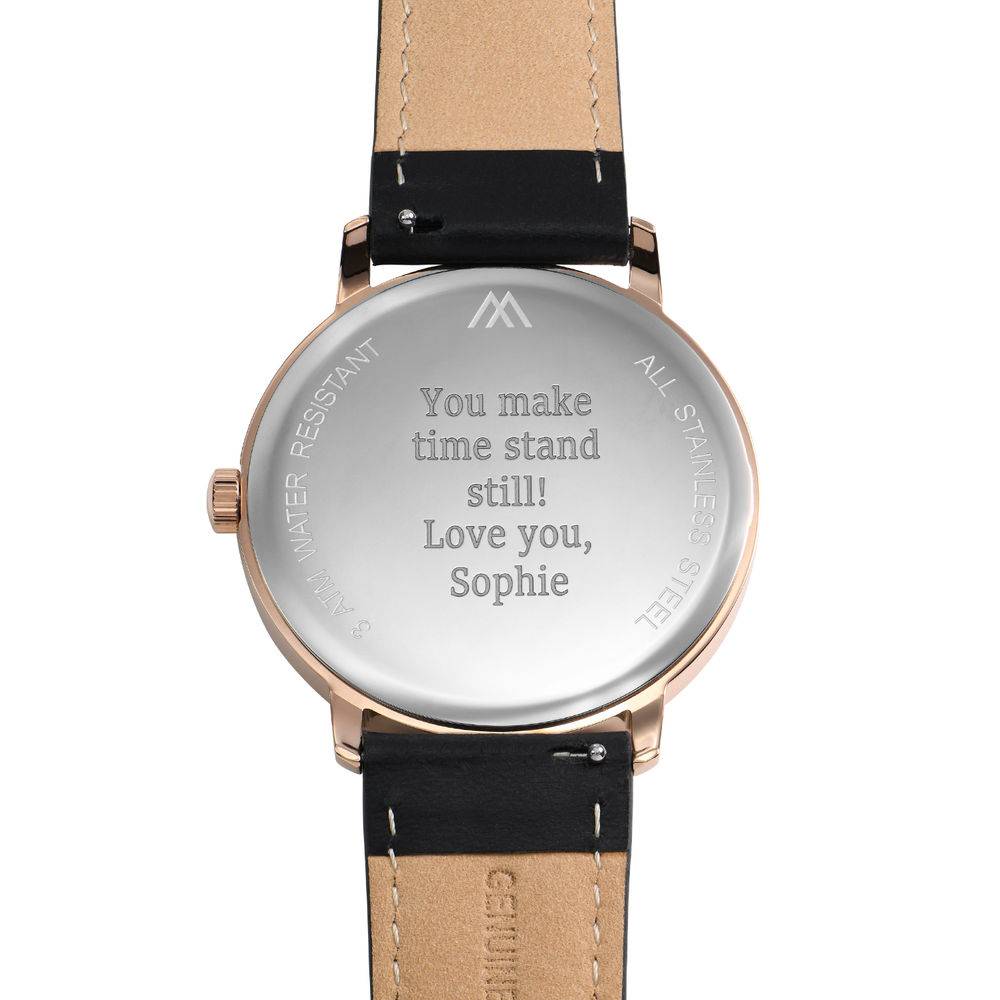 Hampton gepersonaliseerde minimalistische horloge met zwart lederen band-8 Productfoto