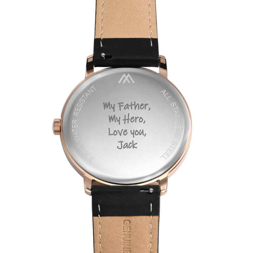 Hampton gepersonaliseerde minimalistische horloge met zwart lederen band-4 Productfoto