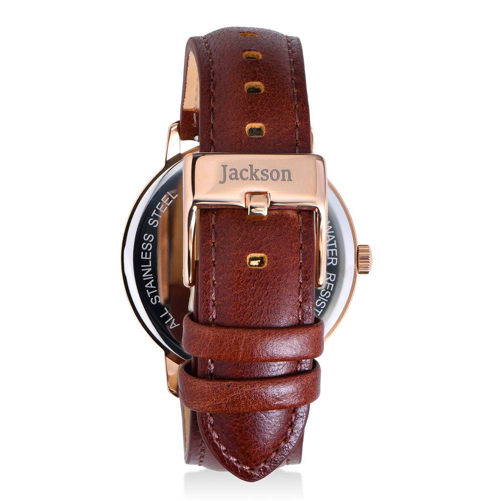 Hampton Personalized Minimalist Brown Leather Band Watch for Men-4 product photo