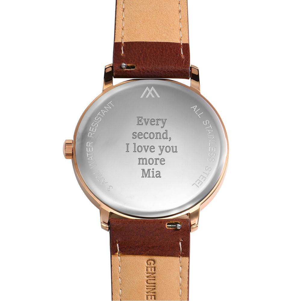 Hampton Personalized Minimalist Brown Leather Band Watch for Men-5 product photo