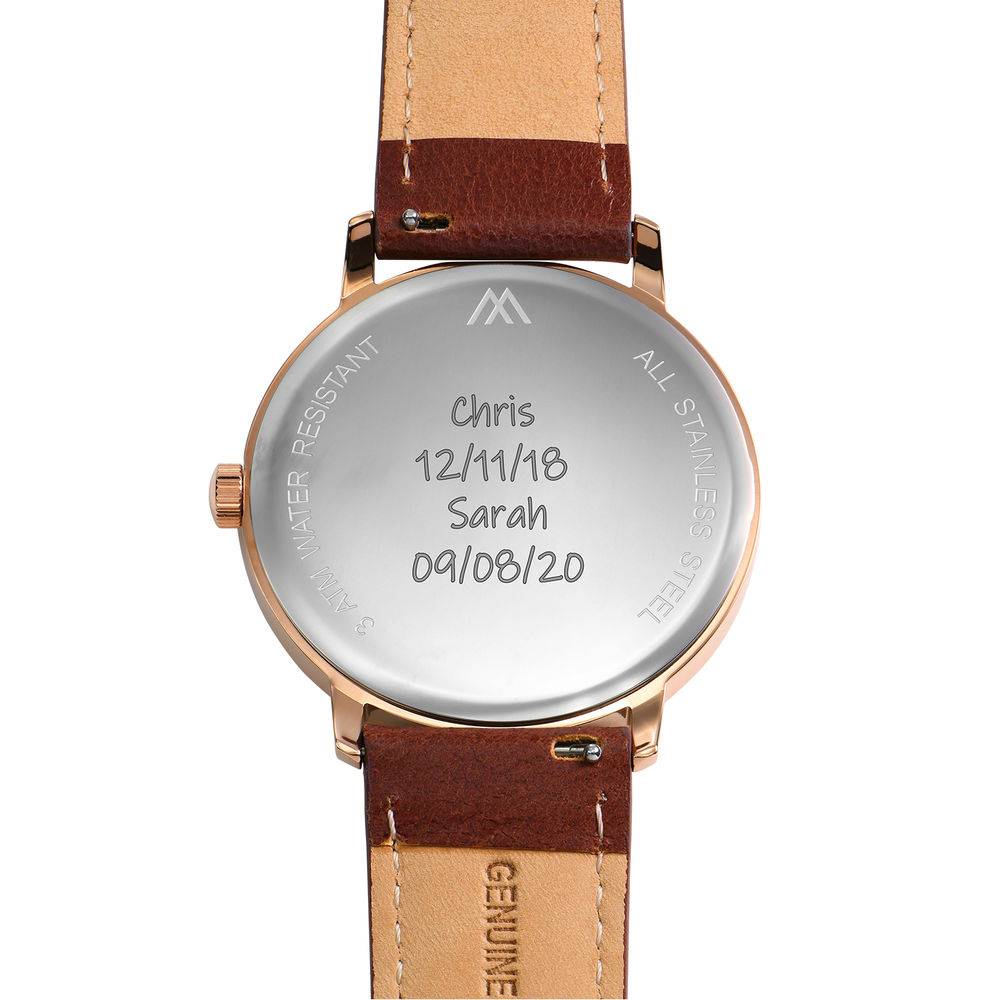 Hampton Personalised Minimalist Brown Leather Band Watch for Men-2 product photo
