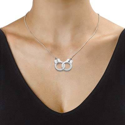 Handcuff Initial Necklace in Sterling Silver-1 product photo