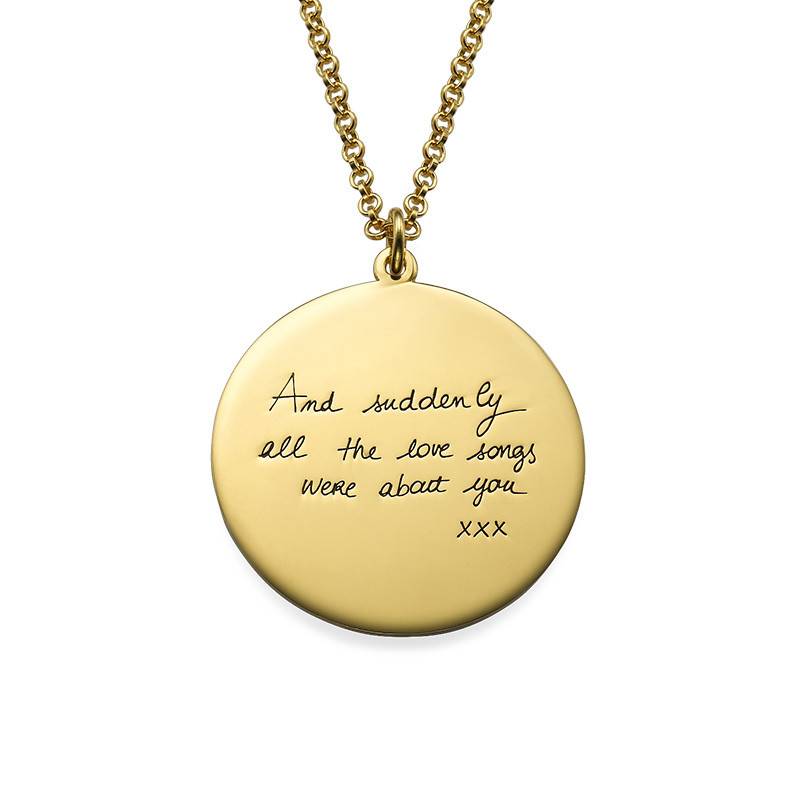 Handwriting Necklace with Gold Plating - Disc Shaped product photo