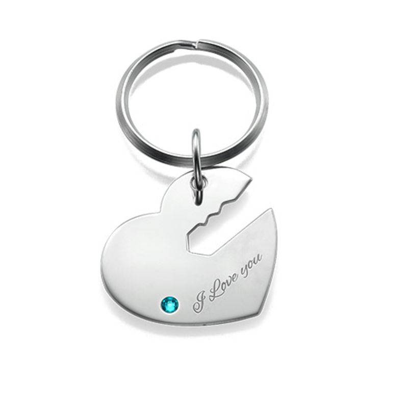 Schlüsselanhänger für Pärchen mit Herz und Schlüssel - 925er Sterlingsilber-4 Produktfoto