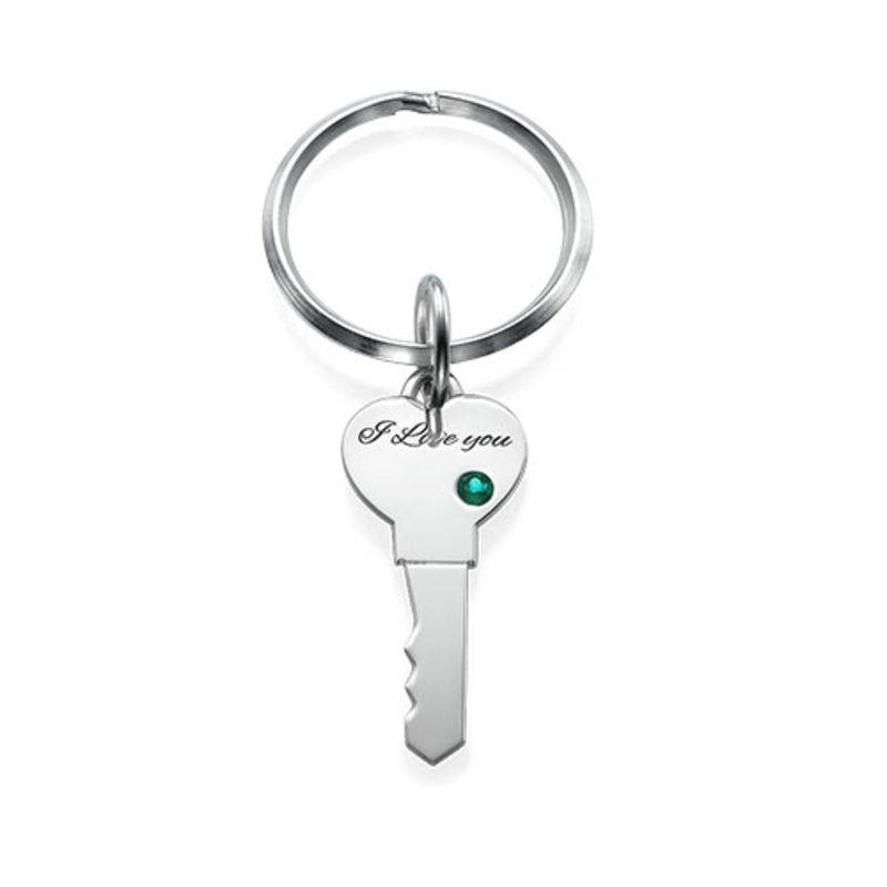 Schlüsselanhänger für Pärchen mit Herz und Schlüssel - 925er Sterlingsilber-2 Produktfoto