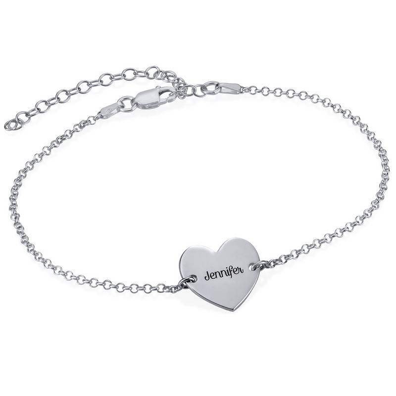 Engraved Heart Anklet in Sterling  Silver product photo