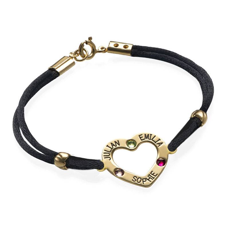 Heart Bracelet with Birthstones - 18K Gold Plating product photo
