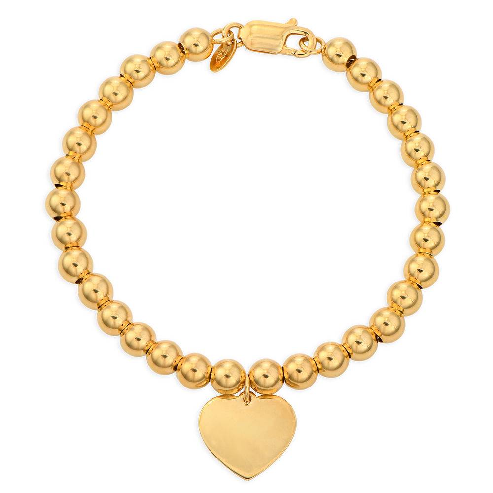 Heart Charm Beaded Bracelet in Gold Plating with Prewritten Gift Note product photo