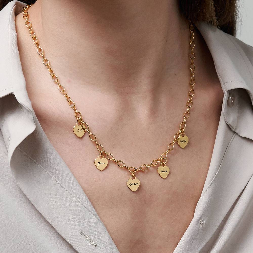 Heart Charms Necklace in 18k Gold Plating-3 product photo