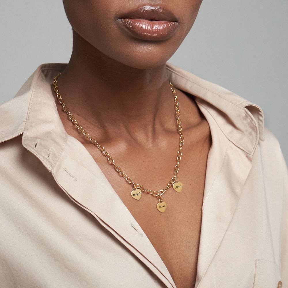 Heart Charms Necklace in 18ct Gold Vermeil-2 product photo