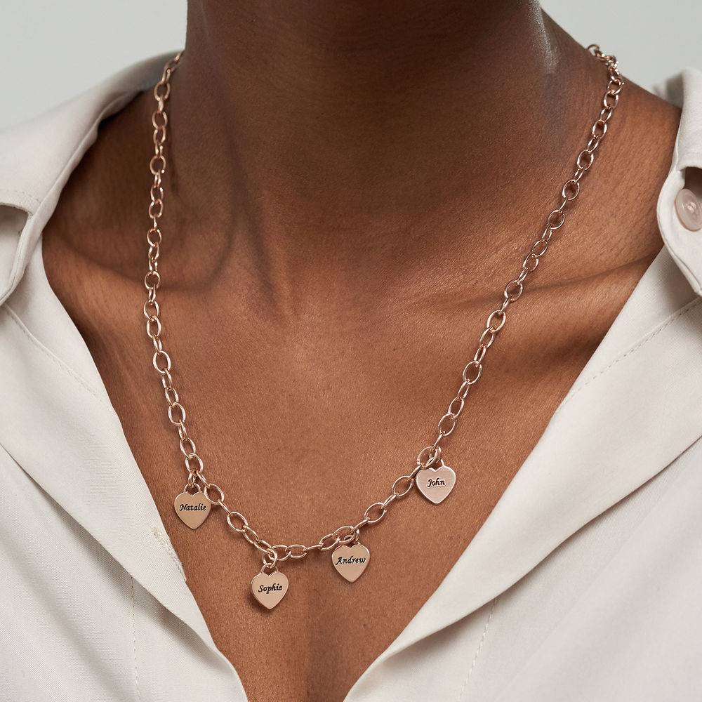 Heart Charms Necklace in 18k Rose Gold Plating-3 product photo