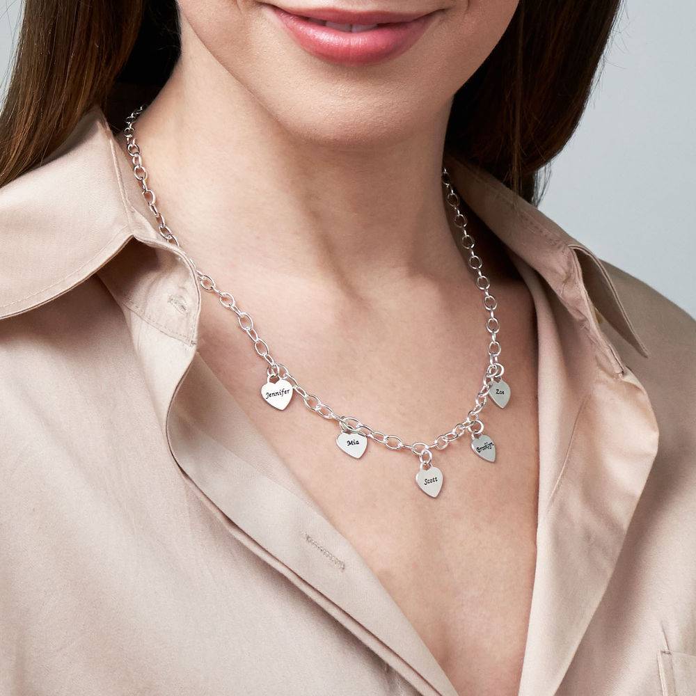Hjerte charms halskæde i sølv-1 produkt billede