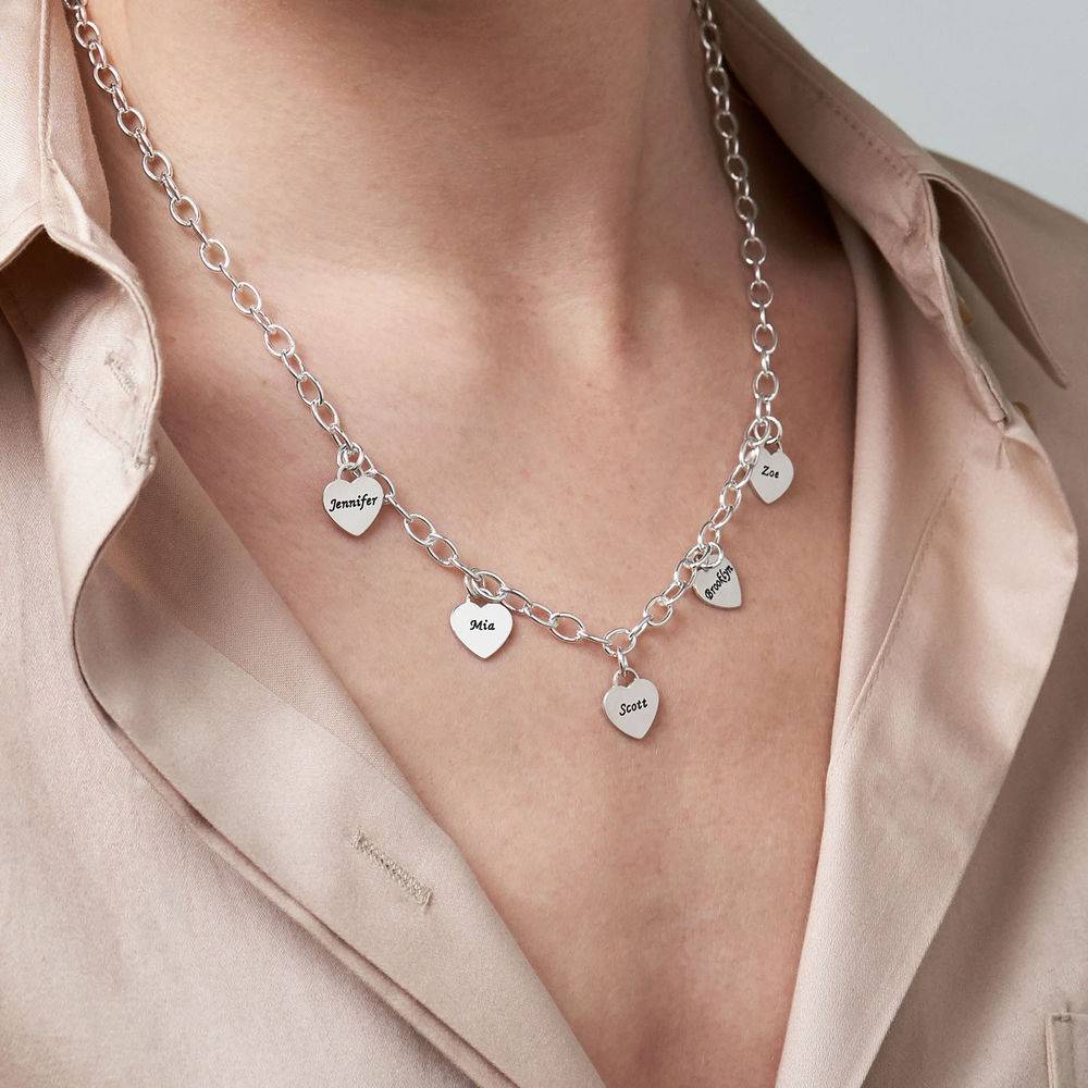 Hjerte charms halskæde i sølv-2 produkt billede