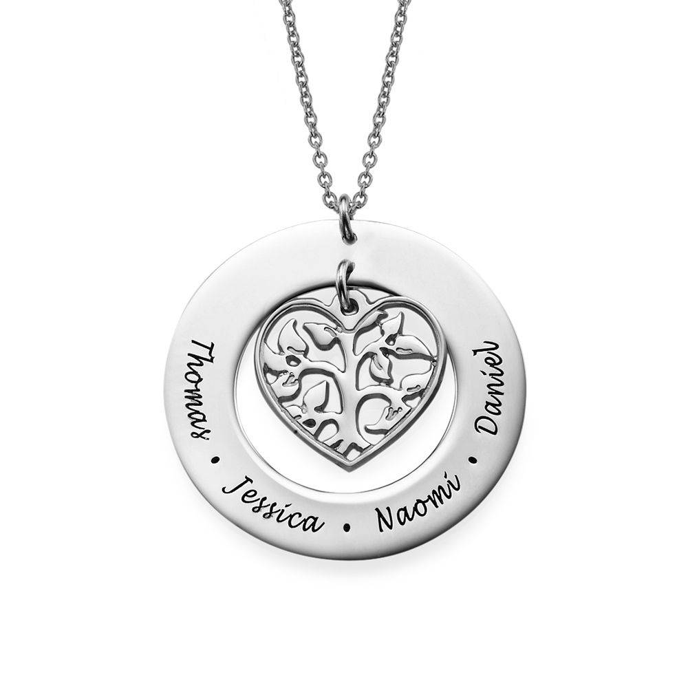 Livets træ halskæde med hjerte i sølv produkt billede