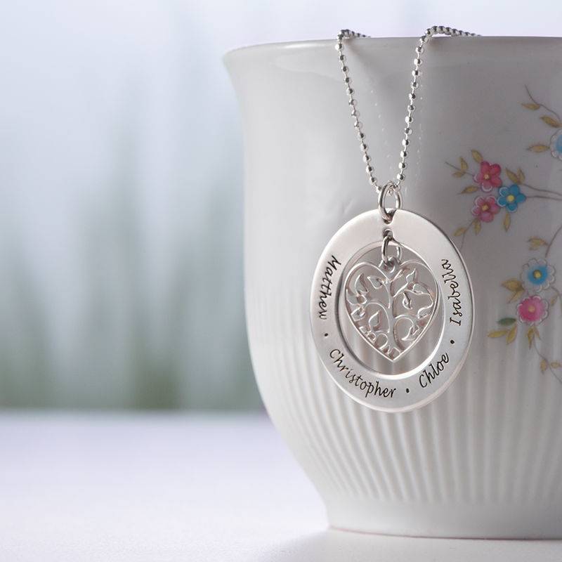 Heart Family Tree Necklace in Sterling Silver-4 product photo