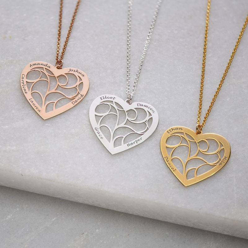 Livets tre smykke med hjerte i gullforgylt sølv-1 produktbilde