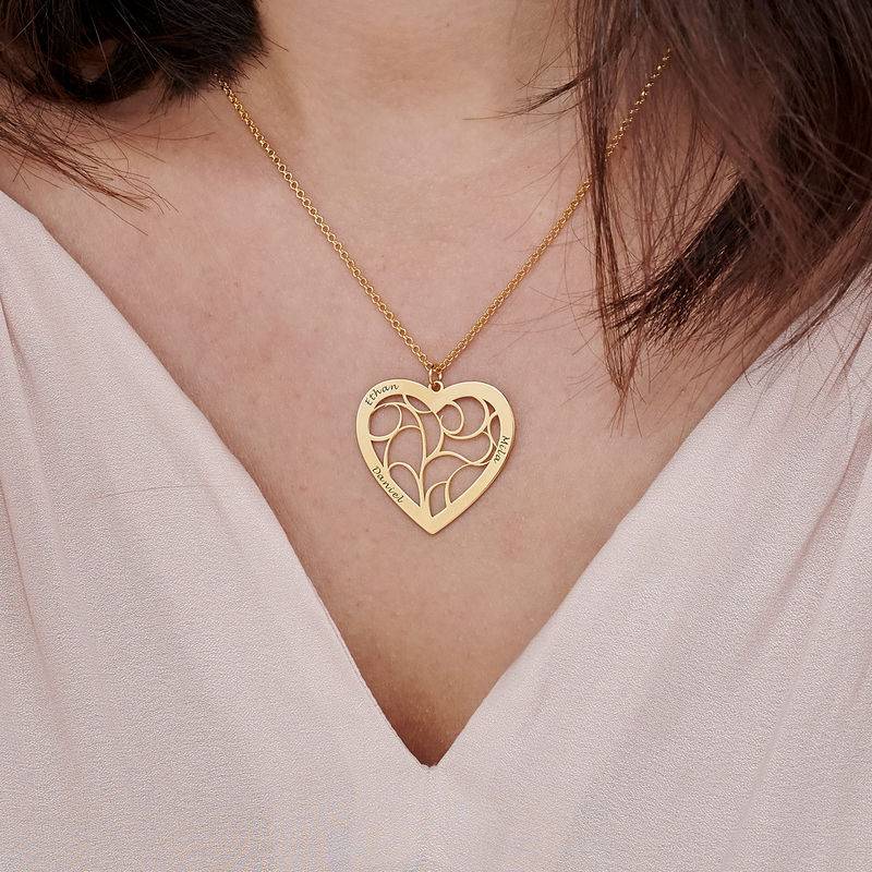 Collar Árbol de la Vida en forma de Corazón en Chapado de Oro 18k-4 foto de producto