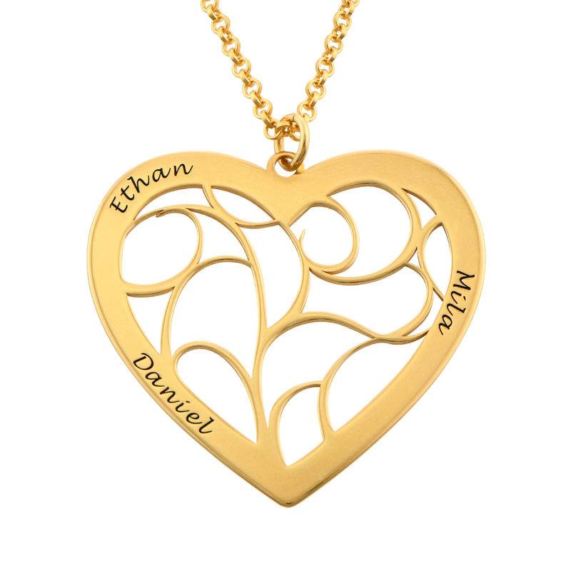 Hjärtformat livets träd-halsband i guld vermeil produktbilder