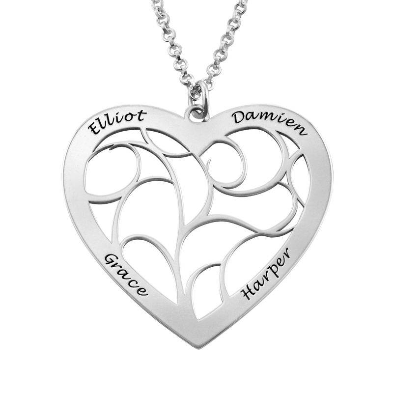 Heart Family Tree Necklace in Sterling Silver