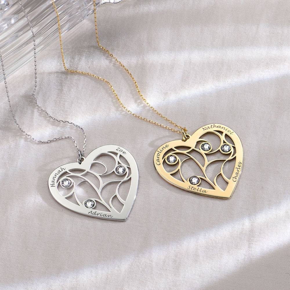Heart Family Tree Necklace with Birthstones in Gold 10ct product photo