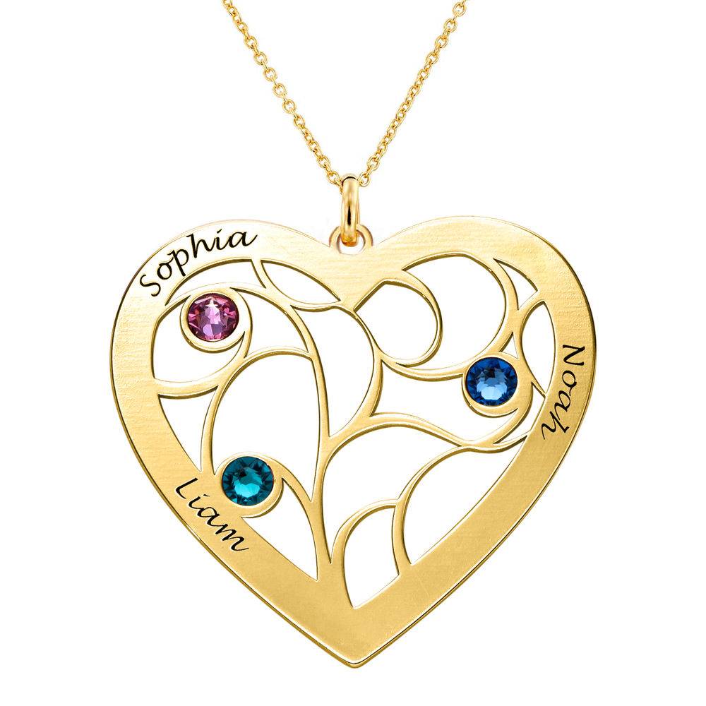Heart Family Tree Necklace with Birthstones in Vermeil product photo