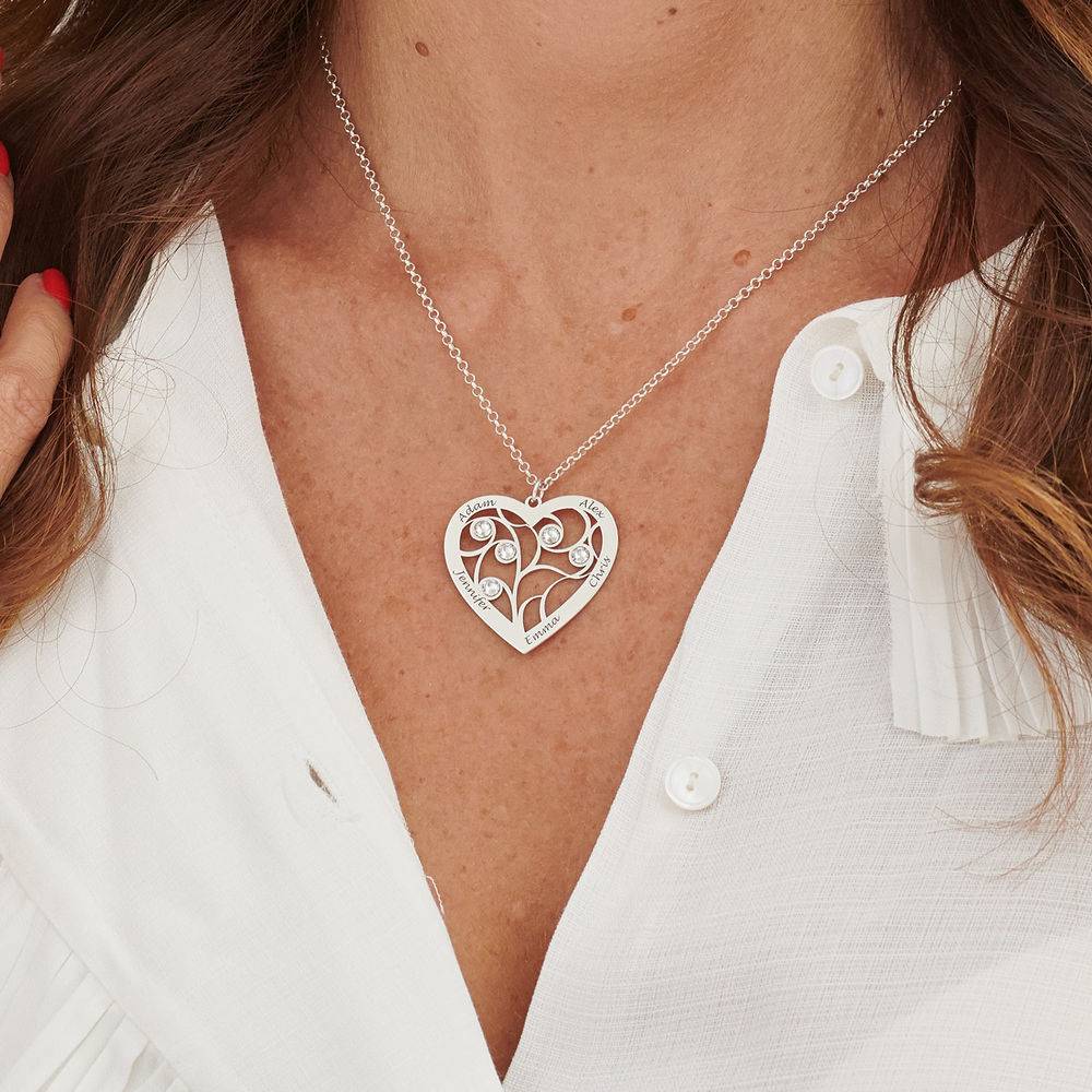 Collar Árbol de la Vida en forma de Corazón con Piedras de Nacimiento en Plata de Ley-6 foto de producto