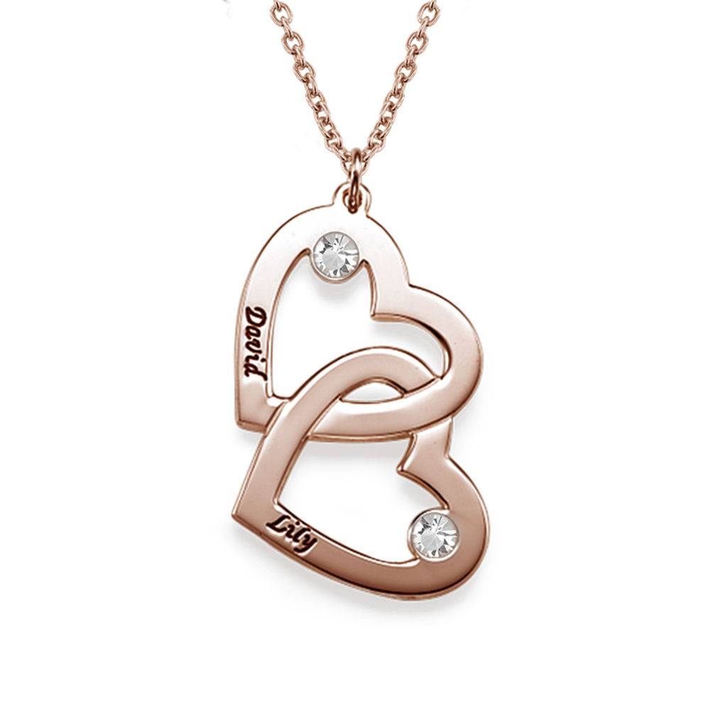 Heart in Heart Birthstone Necklace - Rose Gold Plated-2 product photo