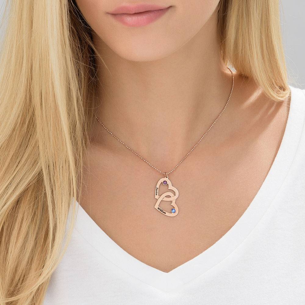 Heart in Heart Birthstone Necklace - Rose Gold Plated-3 product photo